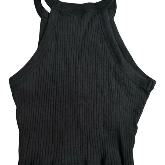 EUC Zara Gurls Black Ribbed Halter Top - Size 8/9 - Picture 2 of 4